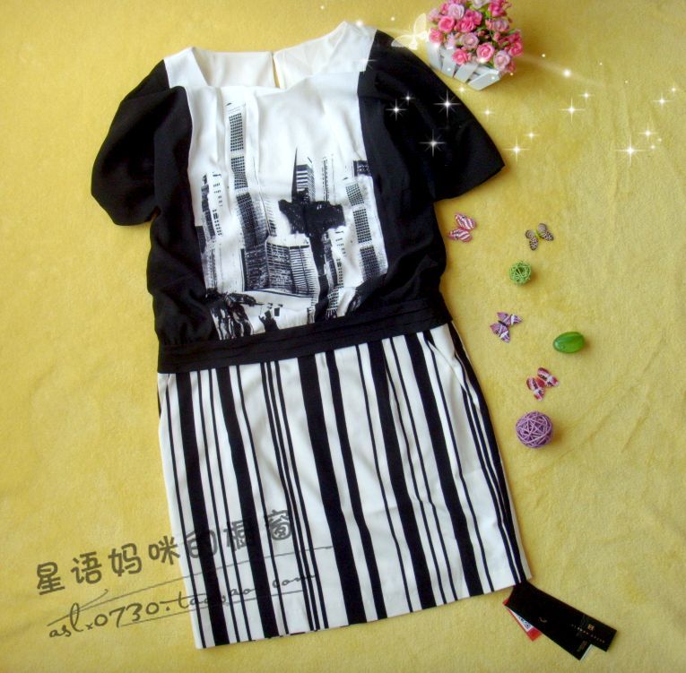 特品牌专柜短袖连衣裙夏天夏季新款女装修身气质裙子155码0608