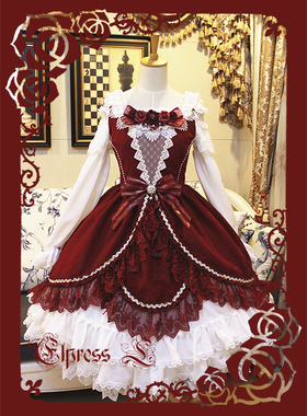 北熊cosplay服装出租 Lolita Elpress L16冬 圣诞C 红色小裙子jsk