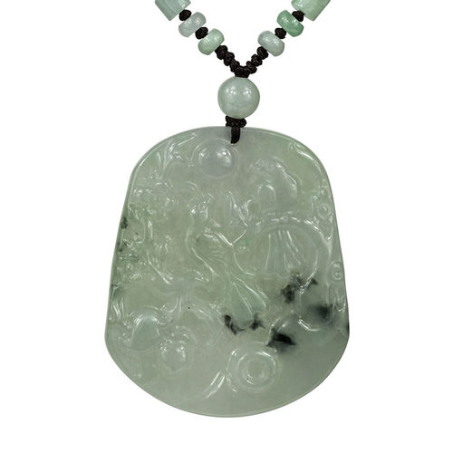 翡翠喜鹊登梅吊坠真玉冰种俏色