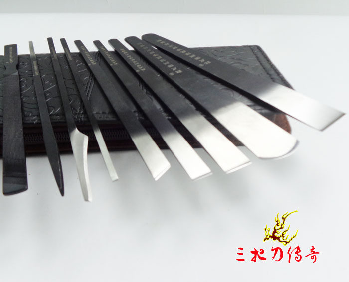 扬州三把刀 修脚刀套装 修脚工具 扦脚刀 高碳钢9件套包邮送磨石
