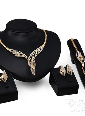 Crystal Metal women Necklace Earring Bracelet 新疆民族项链