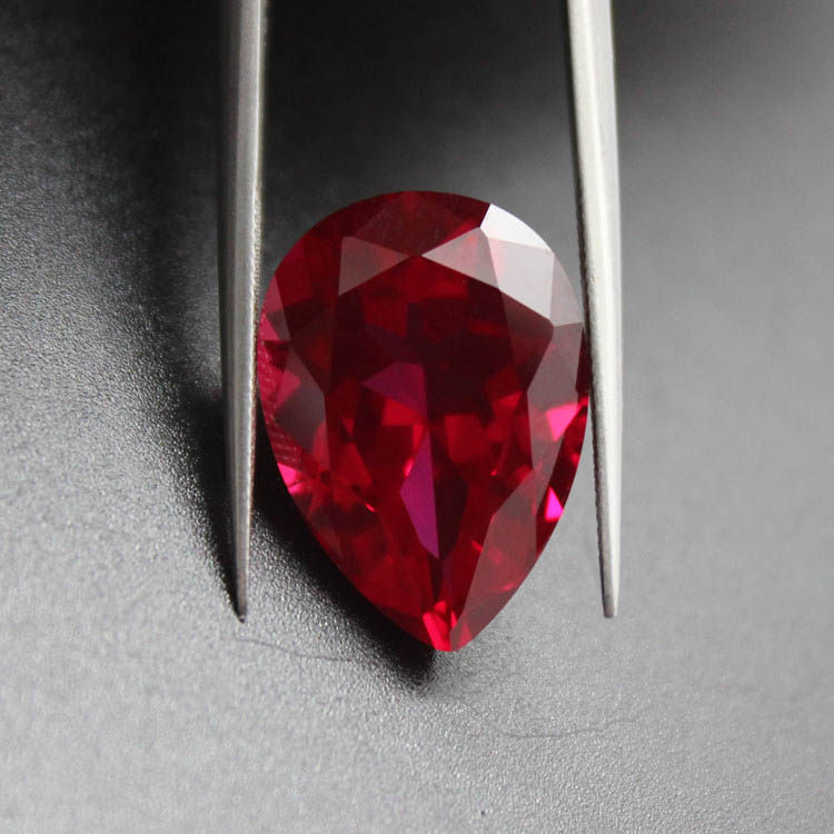 精华版红宝石裸石吊坠主石培育粉融缅甸珍藏水滴梨形红宝爱情礼物