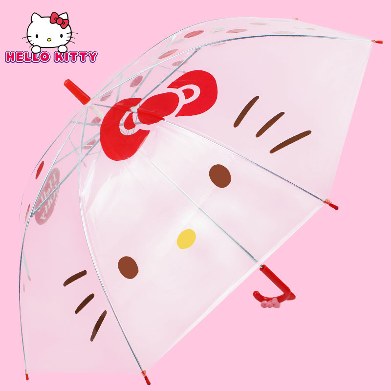 hellokitty女童雨伞儿童自动长柄透明伞女孩学生公主卡通创意雨伞图片