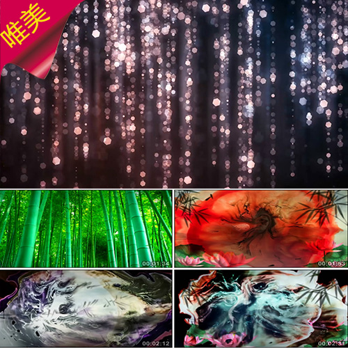 卷珠帘 配乐成品 年会舞蹈演出 流体幻彩水墨 竹林 视频素材