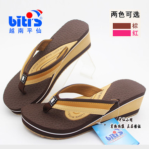 包快越南鞋正品平仙鞋女人字拖鞋时尚棕夹指沙滩拖鞋水钻加胶底
