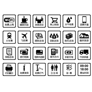 标识手机充电代收快递打印复印咨询 玻璃门店铺橱窗提示贴纸