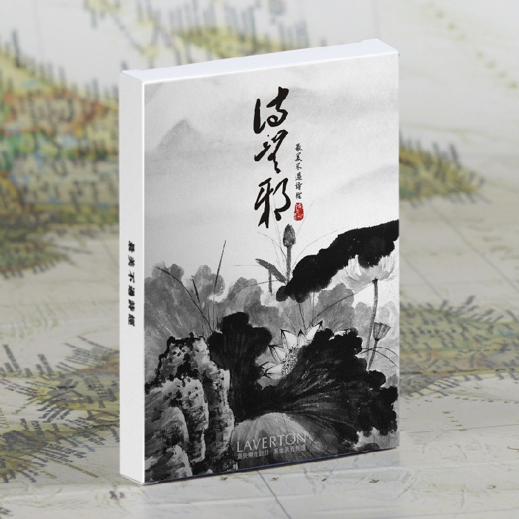 包邮 美不过诗经——诗无邪,精美山水画手绘明信片卡片盒装30张