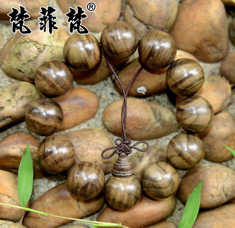 梵菲梵 金丝楠阴沉木手串 2.0cm满金丝水波纹猫眼 木料手链