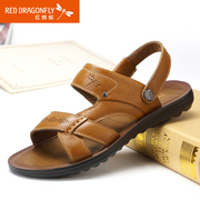 Red Dragonfly genuine leather men Sandals 2015 summer styles comfortable breathable non-slip shoes men's shoes