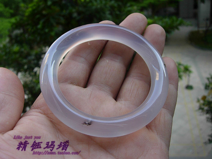 时尚正品 纯天然巴西玛瑙紫玉髓圆条手镯52mm 通透荧光 礼物 女