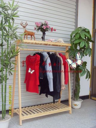 展示架上架衣架岛下层田园双层架实木组合服装店中衣架落地靠墙