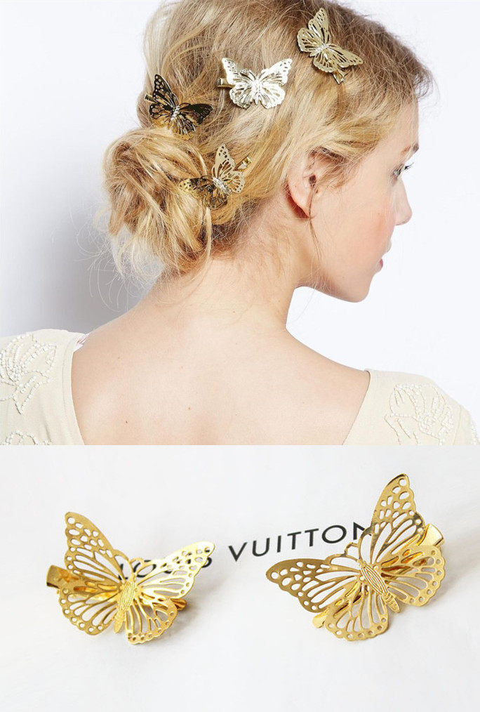 满包邮 出口订单 韩版森系小清新气质镂空蝴蝶边夹发夹刘海夹 女