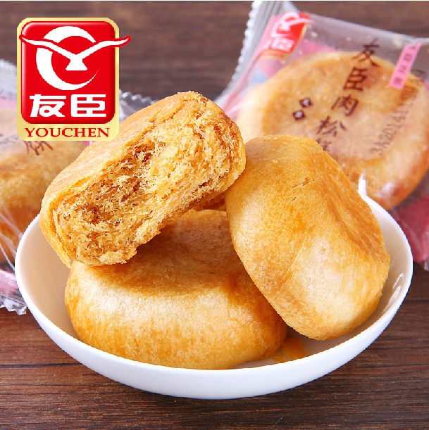 营养早餐零食友臣金丝肉松饼 皮薄馅多500g饼干糕点