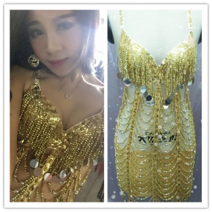新款ds演出服夜店镂空亮片dj性感女歌手全手工定制高端大气舞台服