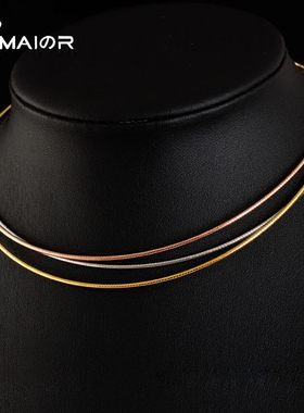 S925纯银项圈女 彩银蛇骨链裸链单链 琥珀玉石玛瑙挂链锁骨银配链