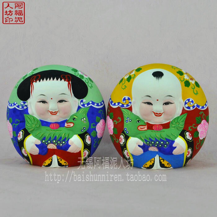 无锡惠山泥人精品麒麟大阿福大师纯手工艺送商务朋友礼品赠送礼盒