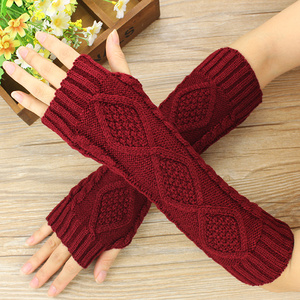 新款冬季麻花半指手套 针织毛线保暖男女露指手臂套