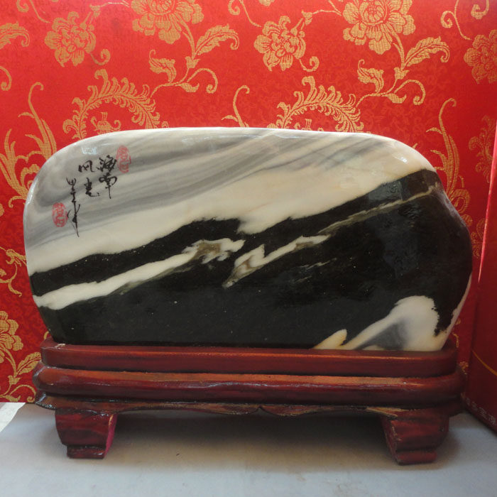 玉如意 南阳独玉天然玉石原石国画石摆件$海南风光天然奇石摆件