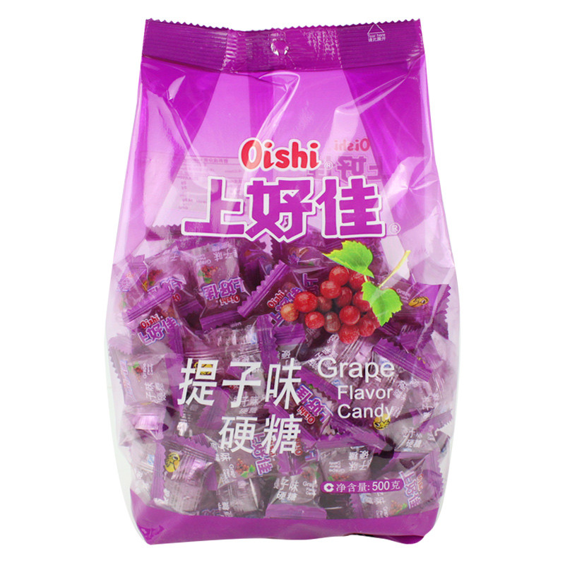 7-8月产上好佳 水果硬糖500g大袋装提子味水果汁糖 结婚庆