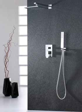 入墙暗装大淋浴花洒套装黄铜混水阀冷热水龙头卫浴酒店淋浴器喷头