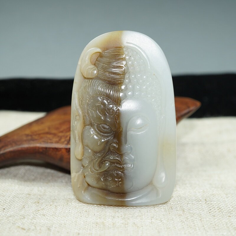 【晶金良玉】经典俄罗斯糖白玉巧色一念之间挂坠