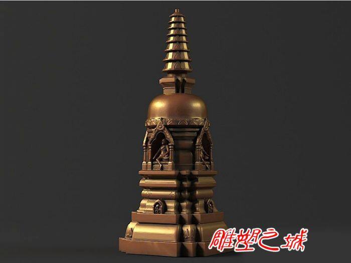 圆雕图 三维立体图 3D打印机模型 STL文件 佛塔