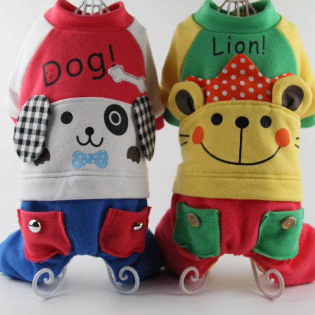 新款宠物狗狗泰迪衣服四脚卡通可爱变身装  春季休闲运动装