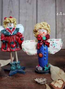 树脂美式乡村风布艺天使古董娃娃
