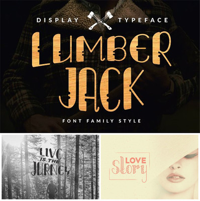 PS平面设计素材可爱手写英文字体Lumberjack Family Font Set