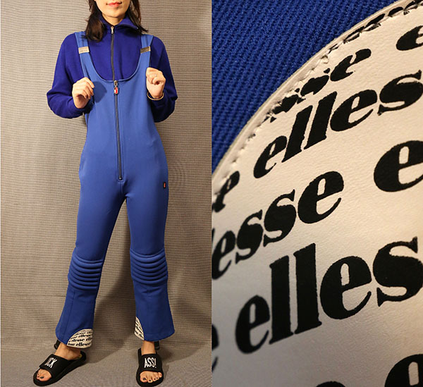 1970s vintage 意大利产ellesse超时髦蓝色背带连体滑雪裤