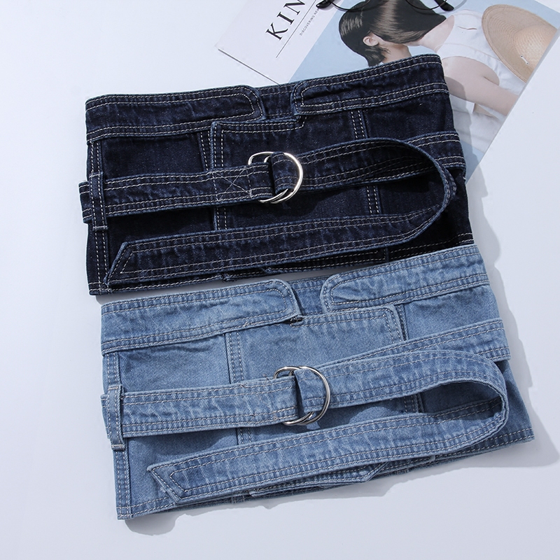 双环扣复古牛仔风绑带不规则腰封