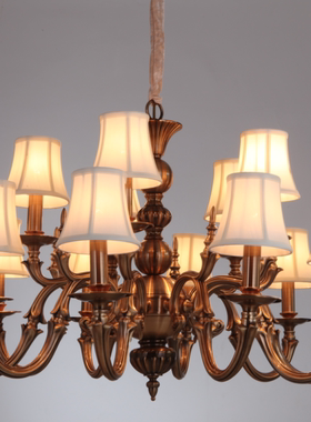 现货铜本色大吊灯出口品质品牌客厅大堂灯复式别墅客厅书房卧室灯