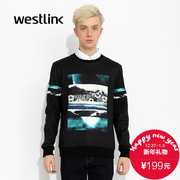 Westlink/West fall 2015 new printing easy and cashmere men's long sleeve casual sweater