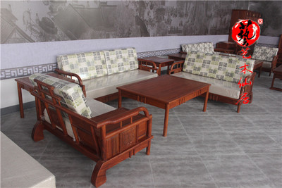 红木家具 缅甸花梨2 2 3沙发六件套实木沙发 客厅沙发中式家具