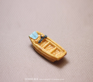 仿真微缩模型 渔船 小船 小木船 小舟 树脂材质 微景 场景 摆件