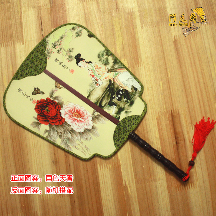 真丝双面图案宫扇 中国风团扇古风扇子女古典绢扇创意礼品扇