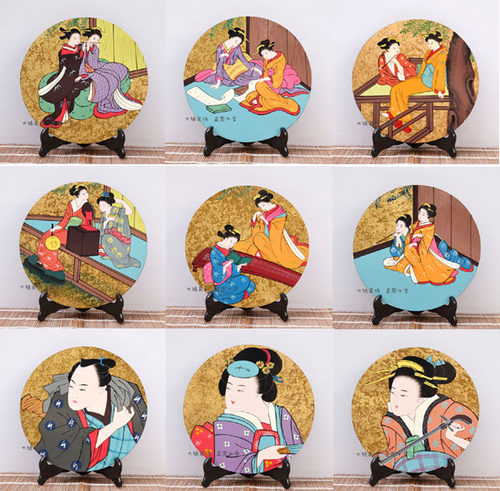 日本原单 和风传统日式工艺品 和室装饰品 漆画圆板摆件 漆器多款 - 封面