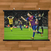 梅西胜利巨幅海报挂轴画有框画阿根廷巴萨球星酒吧装 饰画墙画壁画