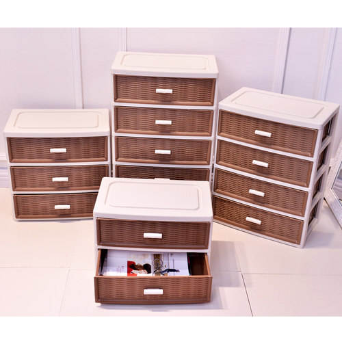 能及厨仿藤多层收纳箱塑料抽屉式收纳柜桌面收纳盒浴室客厅储物柜