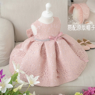 女婴儿满月百天周岁礼服 欧美宝宝BB洗礼服背心公主裙夏装连衣裙