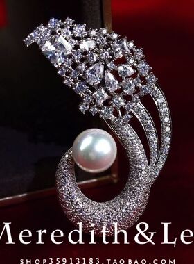 Meredith&Lee轻奢小众设计感满钻优雅气质奢华百搭锆石胸针胸花