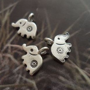 泰银 925纯银 曼谷 手工银 正品 招财快乐象好运吊坠配件1.1cm