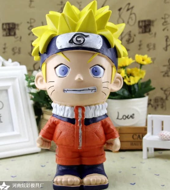 火影鸣人卡通乳胶模具石膏娃娃模具涂鸦彩绘模具白胚涂色27cm