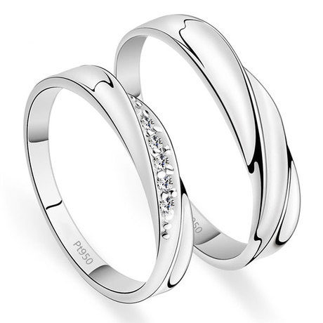 素圈 pt950钻石 铂金情侣对戒 戒指指环 定制婚戒珠宝 18k金戒指