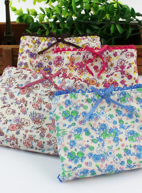 爱莎弹力棉女士三角内裤中腰透气性感小碎花短裤蝴蝶结33102