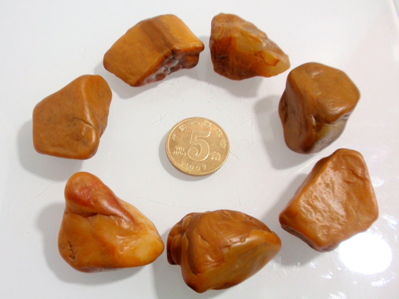 黄龙玉黄蜡石纯天然籽料原石组合DIY个性手链串7颗颗精品NO:10#