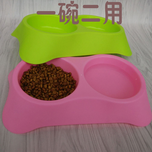 狗碗双碗自动饮水狗狗食盆猫碗猫食盆双碗狗盆糖果色宠物狗碗猫盆