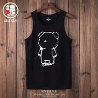 Áo vest nam không tay cho nam hợp thời trang Cotton cotton thường ngày Joker Bear in vai mùa hè áo thể thao mỏng - Áo vest cotton áo khoác giả vest nam hàn quốc