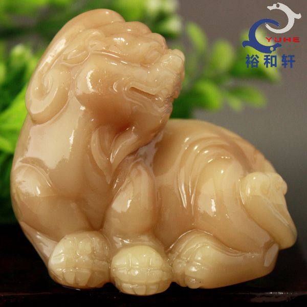 寿山石手件国石真品 老性芙蓉冻石 手工貔貅手把件【裕和轩】B7-1