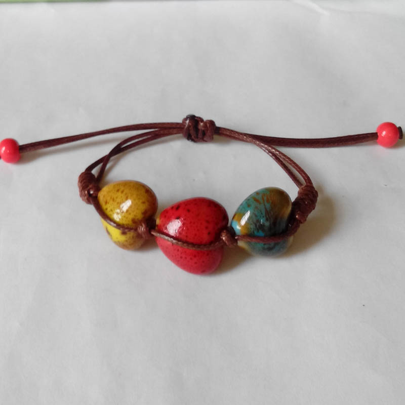 陶瓷手工豹纹民族风百搭编织绳